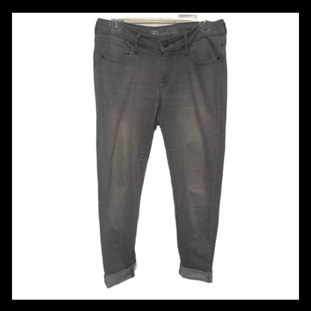 Old Navy Jeans 8 Womens Regular Size Gray Denim Rockstar Skinny Mid Rise Stretch